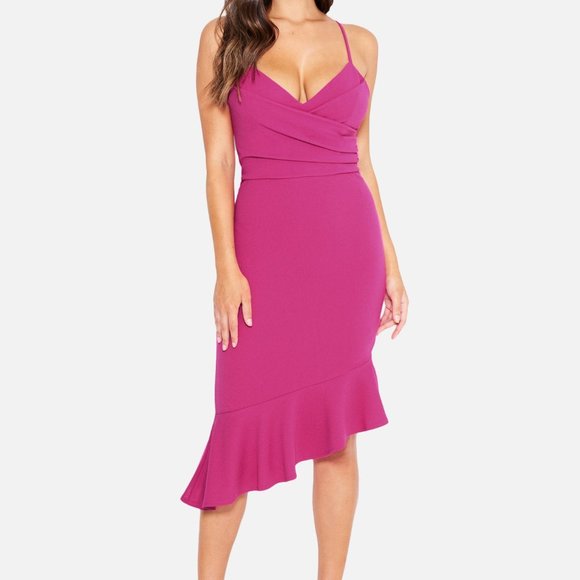 bebe Dresses & Skirts - Bebe Hot Pink Asymmetrical Dress Size L